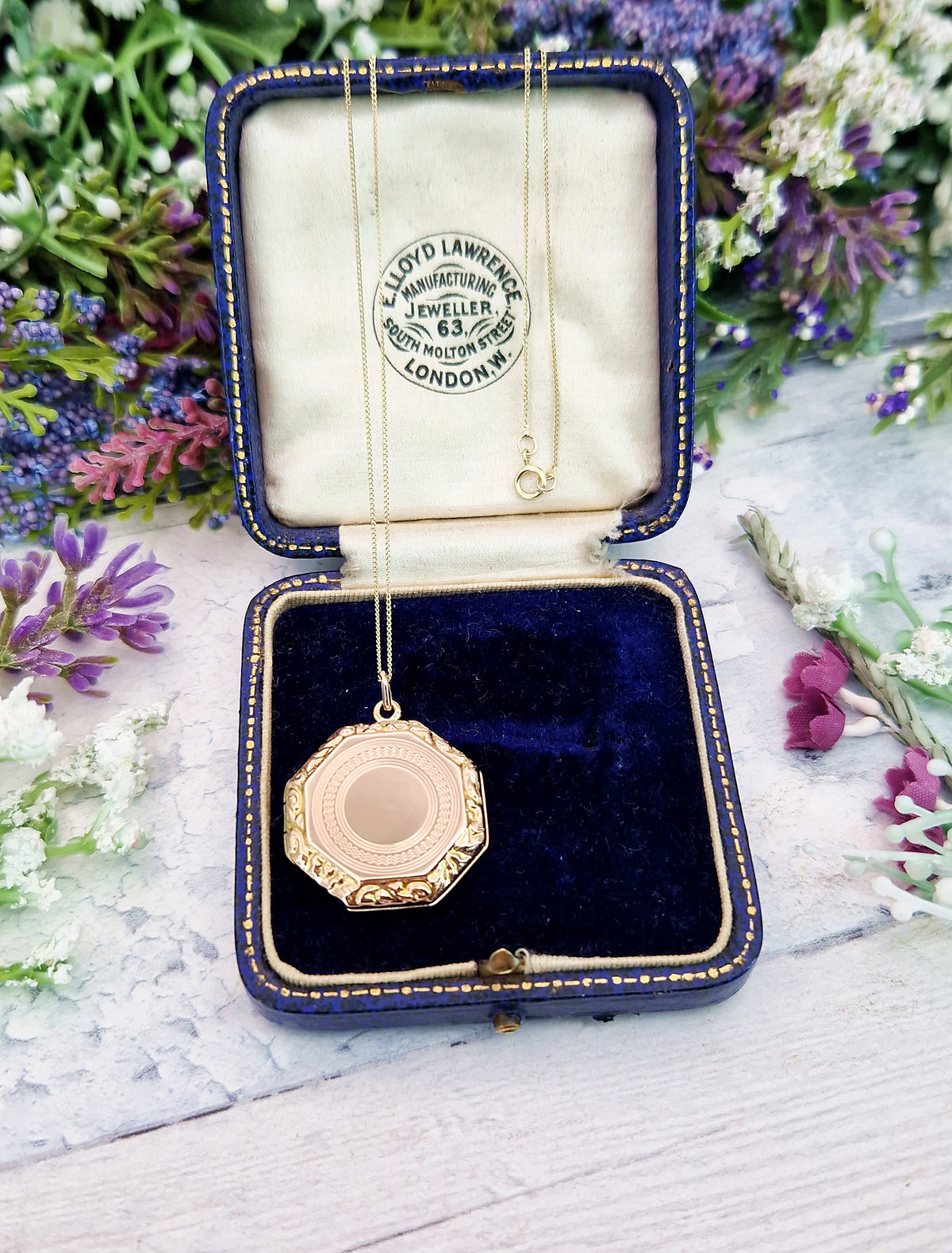 Antique Art Deco 9ct Yellow Gold Unique Ornate Octagonal Locket Pendant