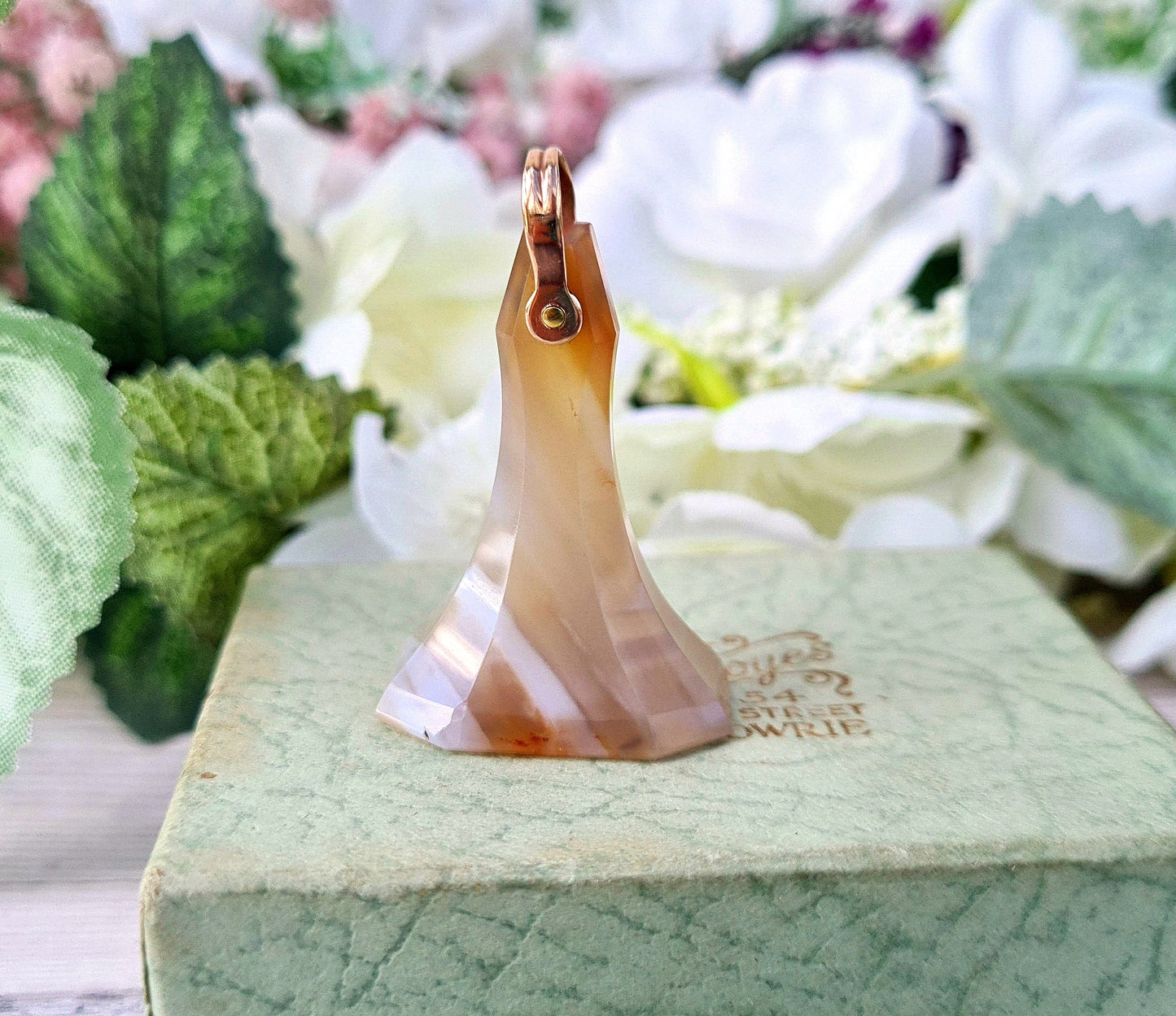 Antique Victorian Scottish 9ct Rose Gold Huge Banded Agate Statement Seal Fob Pendant