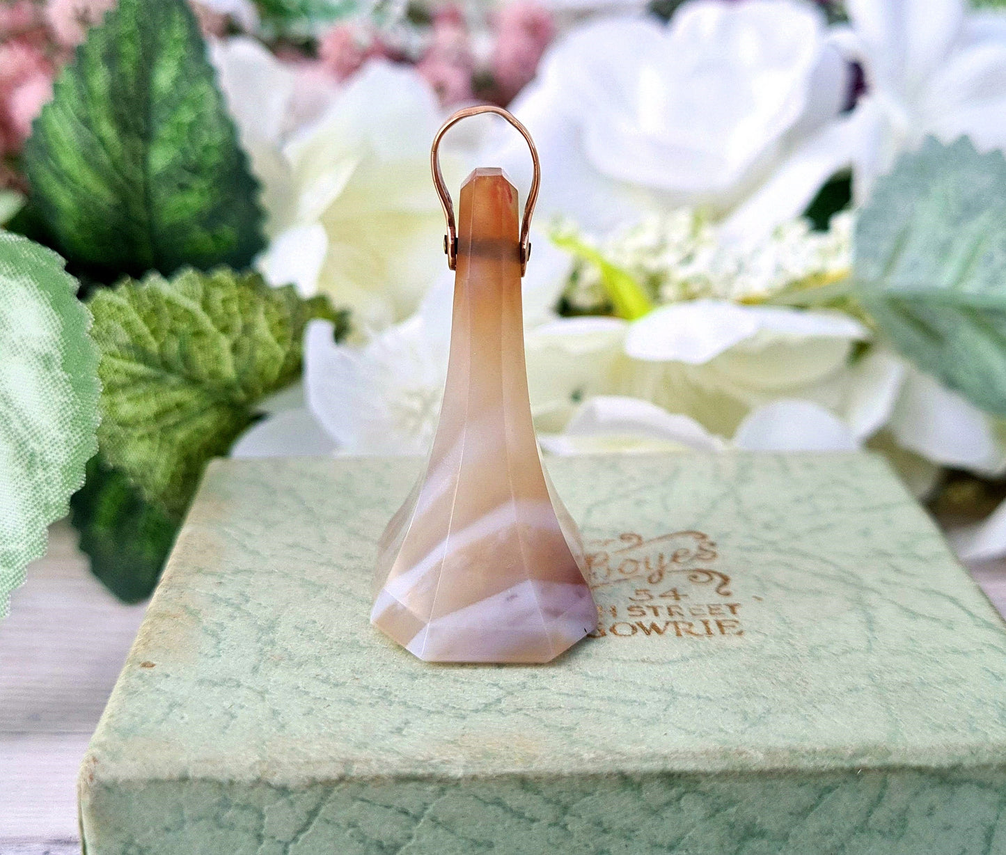 Antique Victorian Scottish 9ct Rose Gold Huge Banded Agate Statement Seal Fob Pendant