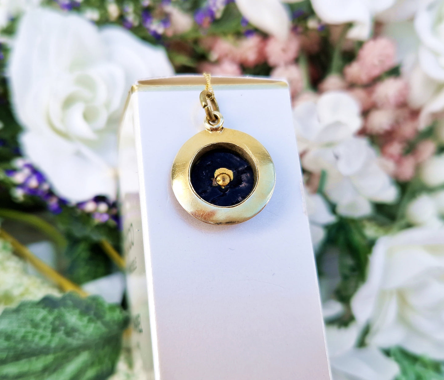 Antique Victorian 9ct Yellow Gold Black Enamel & White Pearl Star Pendant