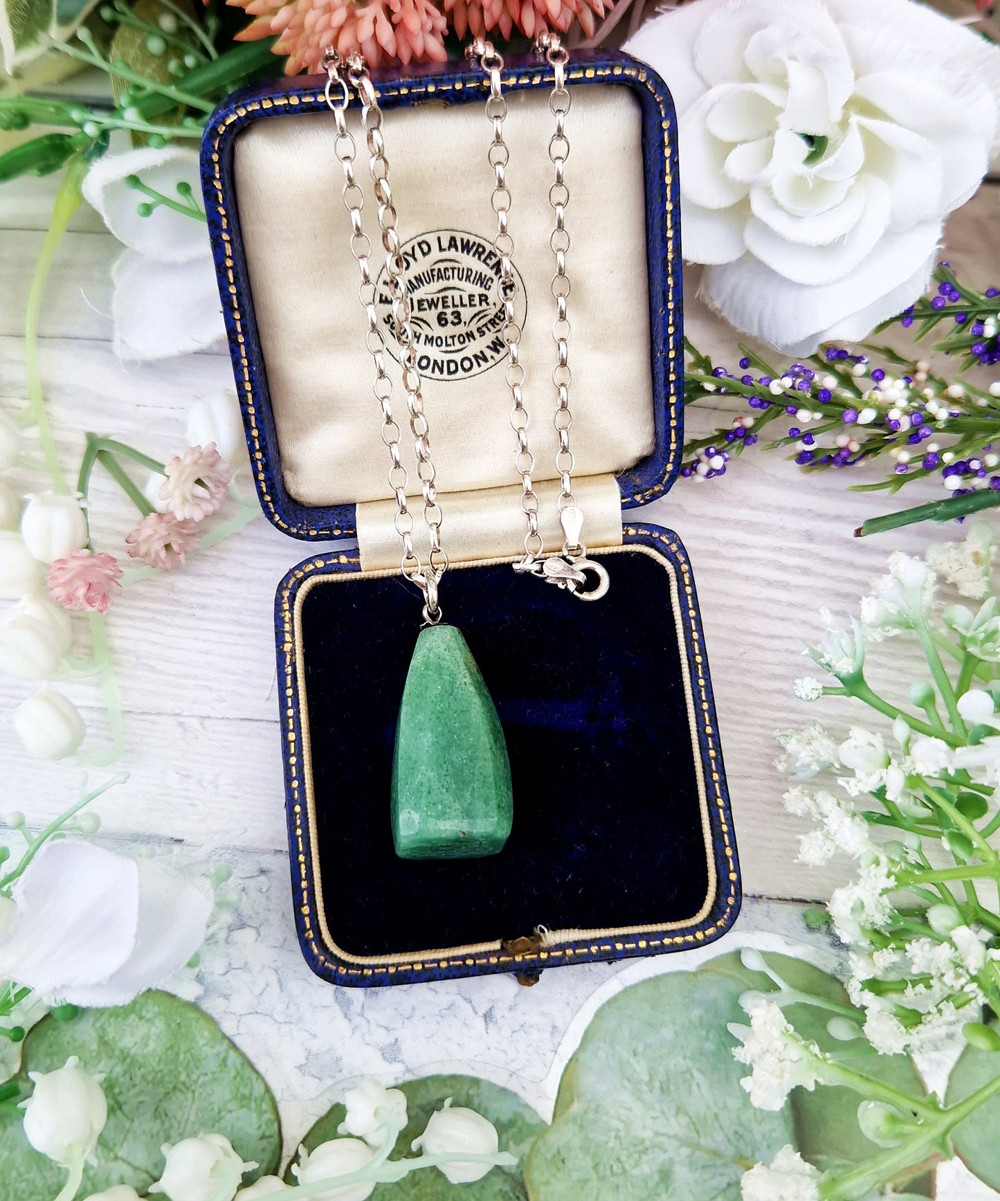 Antique Victorian Sterling Silver Green Aventurine Statement Seal Intaglio Fob Pendant