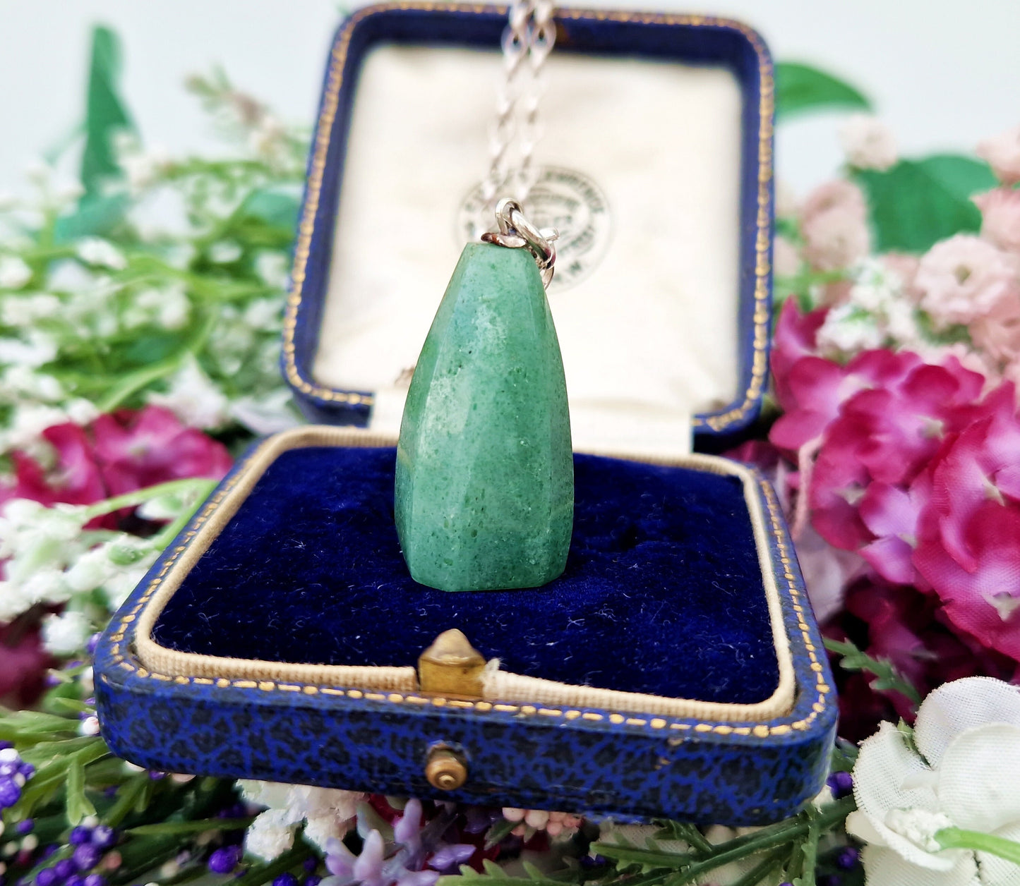 Antique Victorian Sterling Silver Green Aventurine Statement Seal Intaglio Fob Pendant