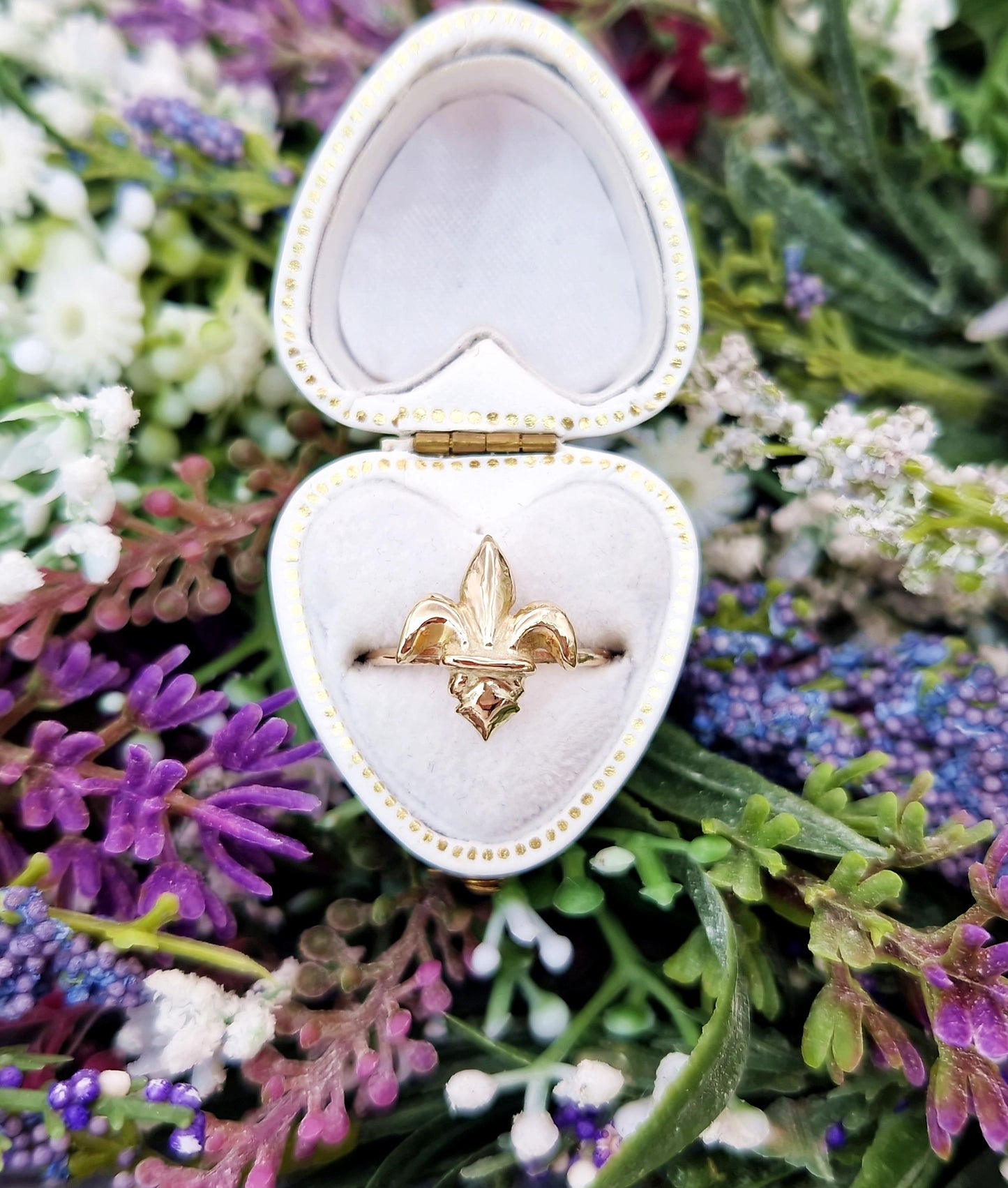 Antique Victorian 9ct Yellow Gold Fleur-de-lis Conversion Ring / Size J or 5